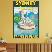 Sydney, Australië poster voor oldage reizen Canvas Afdruk (Insitu (Woonkamer))