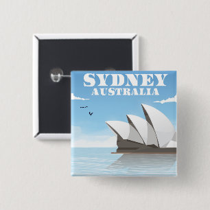 Sydney Australië Reisposter Vierkante Button 5,1 Cm