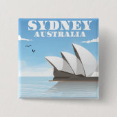 Sydney Australië Reisposter Vierkante Button 5,1 Cm (Voorkant)