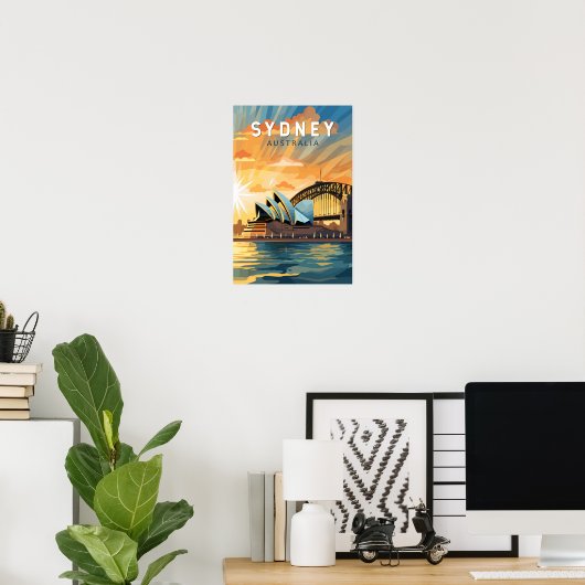 Sydney Australië Reizen Kunst Vintage Poster (Thuiskantoor)