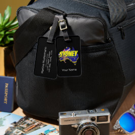 Sydney Australië Retro Kangoeroe en Flag  Bagagelabel