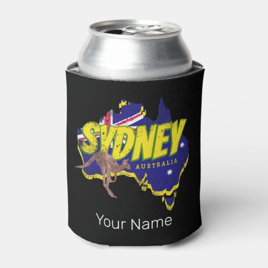 Sydney Australië Retro Kangoeroe en Flag Blikjeskoeler (Blikje Voorkant)