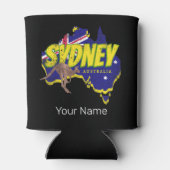 Sydney Australië Retro Kangoeroe en Flag Blikjeskoeler (Achterkant)