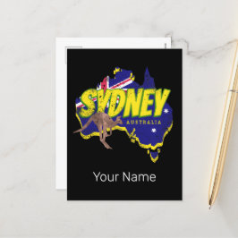 Sydney Australië Retro Kangoeroe en Flag  Feestdagenkaart
