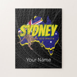 Sydney Australië Retro Kangoeroe en Flag Legpuzzel