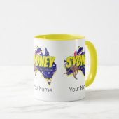 Sydney Australië Retro Kangoeroe en Flag  Mok (Voorkant rechts)