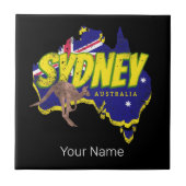 Sydney Australië Retro Kangoeroe en Flag  Tegeltje (Voorkant)