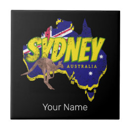 Sydney Australië Retro Kangoeroe en Flag  Tegeltje