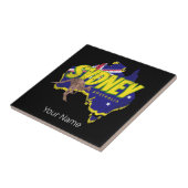 Sydney Australië Retro Kangoeroe en Flag  Tegeltje (Zijkant)