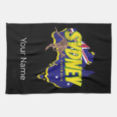 Sydney Australië Retro Kangoeroe en Flag  Theedoek (Horizontaal)