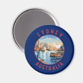 Sydney Australië Retro Noodlijdende Cirkel Magneet (Voorkant / Achterkant)