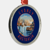 Sydney Australië Retro Noodlijdende Cirkel Metalen Ornament (Rechts)