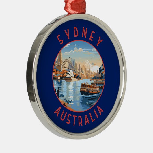 Sydney Australië Retro Noodlijdende Cirkel Metalen Ornament (Rechts)