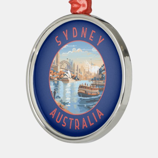 Sydney Australië Retro Noodlijdende Cirkel Metalen Ornament (Links)