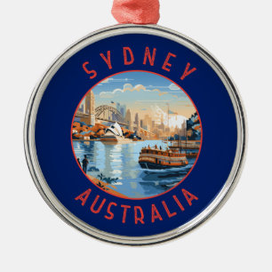 Sydney Australië Retro Noodlijdende Cirkel Metalen Ornament