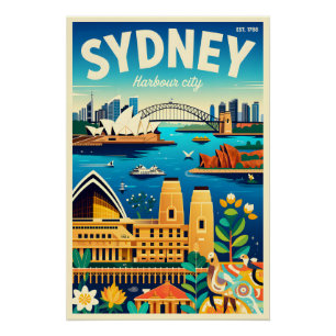 Sydney Australië Retro Reisposter Kunst Perfect Poster