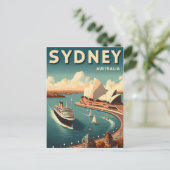 Sydney Australië Retro Reizen Briefkaart (Staand voorkant)