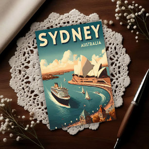 Sydney Australië Retro Reizen Briefkaart