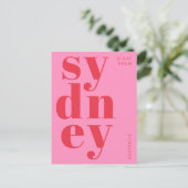 Sydney Australië rood roze typografie Briefkaart (Staand voorkant)