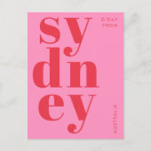 Sydney Australië rood roze typografie Briefkaart (Voorkant)