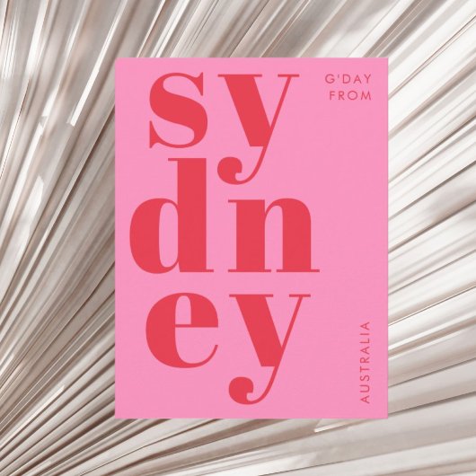 Sydney Australië rood roze typografie Briefkaart