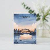 Sydney Australië Skyline Sunset Retro Reizen Briefkaart (Staand voorkant)