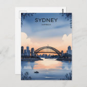 Sydney Australië Skyline Sunset Retro Reizen Briefkaart (Voorkant / Achterkant)