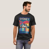Sydney Australië Skyline Sunset Retro Reizen T-shirt (Voorkant volledig)