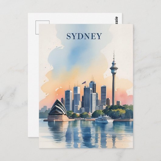 Sydney Australië Skyline waterverf Reizen Briefkaart (Voorkant / Achterkant)