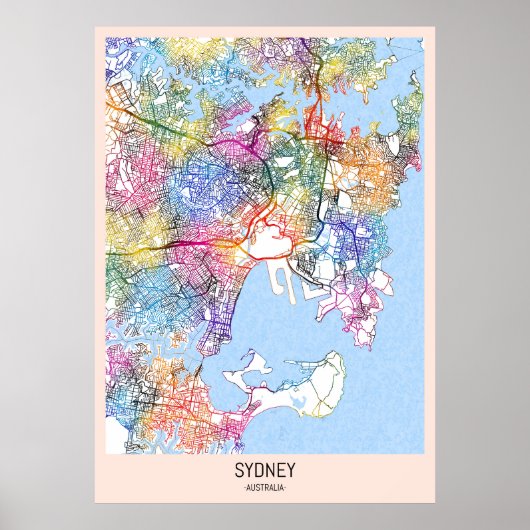 Sydney Australië Stadskaart Poster (Voorkant)