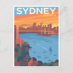 Sydney Australië Travel Art Vintage Briefkaart