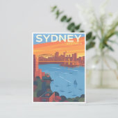 Sydney Australië Travel Art Vintage Briefkaart (Staand voorkant)