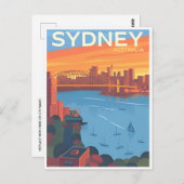 Sydney Australië Travel Art Vintage Briefkaart (Voorkant / Achterkant)