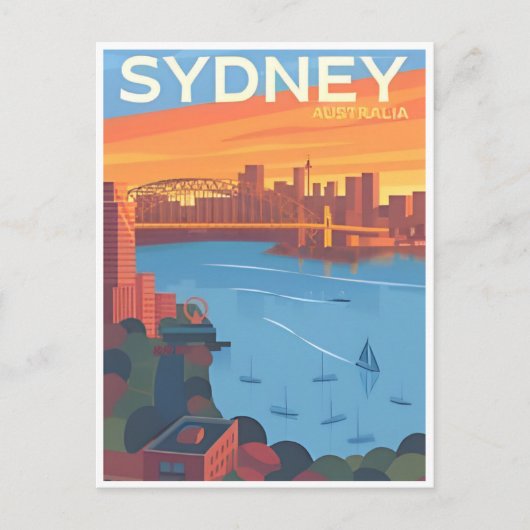 Sydney Australië Travel Art Vintage Briefkaart (Voorkant)