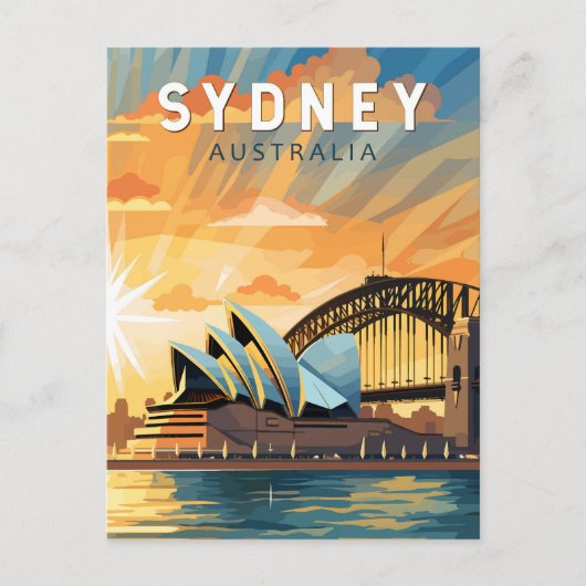 Sydney Australië Travel Art Vintage Briefkaart (Voorkant)