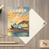 Sydney Australië Travel Art Vintage Briefkaart