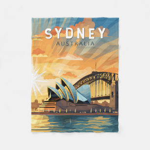 Sydney Australië Travel Art Vintage Fleece Deken