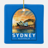 Sydney Australië Travel Art Vintage Keramisch Ornament (Achterkant)