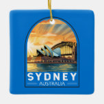 Sydney Australië Travel Art Vintage Keramisch Ornament<br><div class="desc">Sydney retro vector reisontwerp. Sydney,  de hoofdstad van Nieuw-Zuid-Wales en een van de grootste steden van Australië,  is het best bekend om zijn havenfront Sydney Opera House,  met een onderscheidend zeil-achtig ontwerp.</div>