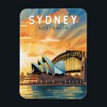 Sydney Australië Travel Art Vintage Magneet<br><div class="desc">Sydney retro vector reisontwerp. Sydney,  de hoofdstad van Nieuw-Zuid-Wales en een van de grootste steden van Australië,  is het best bekend om zijn havenfront Sydney Opera House,  met een onderscheidend zeil-achtig ontwerp.</div>