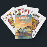 Sydney Australië Travel Art Vintage Pokerkaarten<br><div class="desc">Sydney retro vector reisontwerp. Sydney,  de hoofdstad van Nieuw-Zuid-Wales en een van de grootste steden van Australië,  is het best bekend om zijn havenfront Sydney Opera House,  met een onderscheidend zeil-achtig ontwerp.</div>
