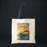 Sydney Australië Travel Art Vintage Tote Bag<br><div class="desc">Sydney retro vector reisontwerp. Sydney,  de hoofdstad van Nieuw-Zuid-Wales en een van de grootste steden van Australië,  is het best bekend om zijn havenfront Sydney Opera House,  met een onderscheidend zeil-achtig ontwerp.</div>