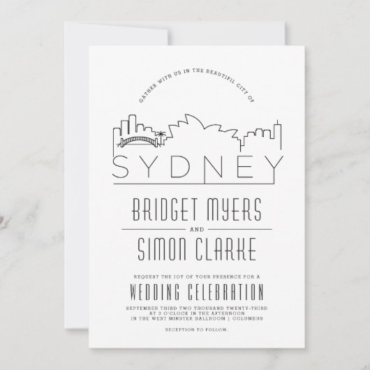 Sydney, Australië Trouwdecoratie Skyline Kaart (Voorkant)