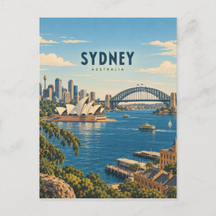 Sydney Australië Vintage Reis Kunst Briefkaart