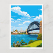 Sydney Australië vintage reisillustratie Briefkaart (Voorkant)