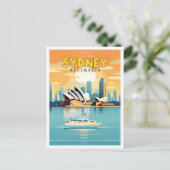 Sydney Australië vintage reisplaats illustratie Briefkaart (Staand voorkant)