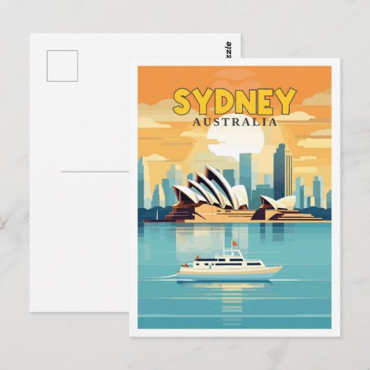 Sydney Australië vintage reisplaats illustratie Briefkaart (Voorkant / Achterkant)