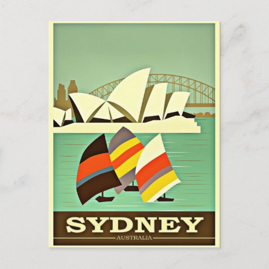 Sydney, Australië, vintage-reizen Briefkaart (Voorkant)