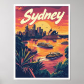 Sydney Australië Vintage Travel Illustratie Poster (Voorkant)
