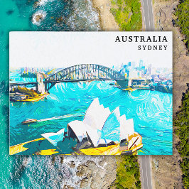 Sydney Australië Vintage Travel Waterverf Briefkaart